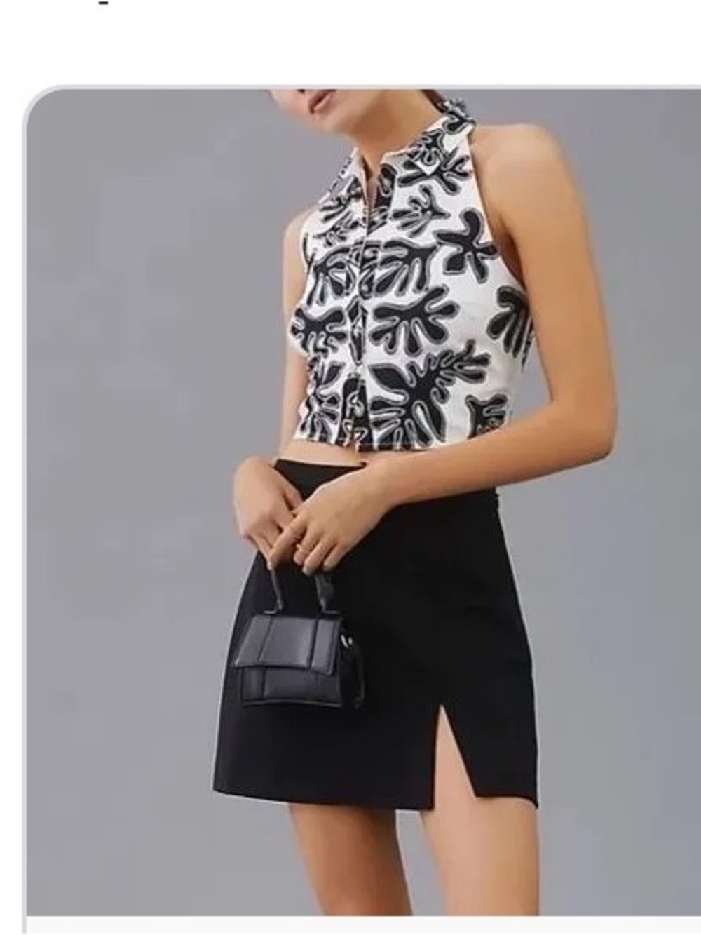 Pilcro Anthropologie Deco Embroidered Button Down Halter Top Size 8